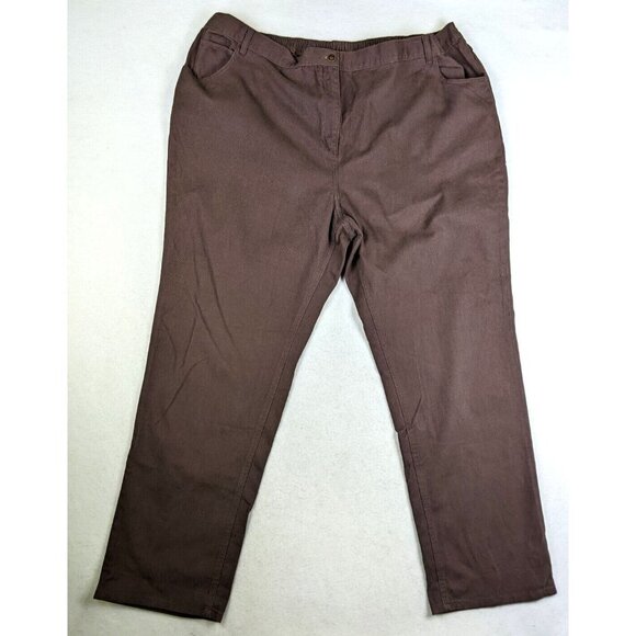 WOMAN WITHIN - BROWN FLAT FRONT STRAIGHT LEG JEANS - SIZE 30 TALL 33.5" INSEAM - Picture 3 of 7